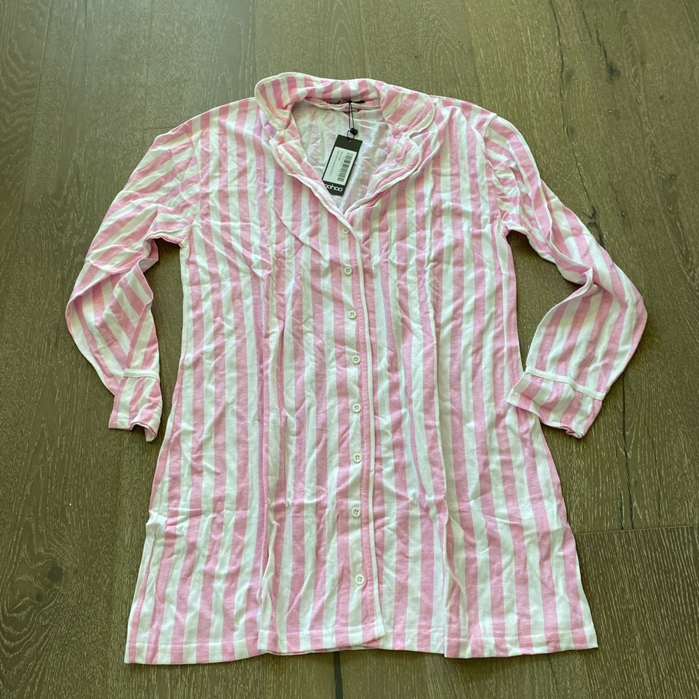 Boohoo maternity stripe sleep shirt